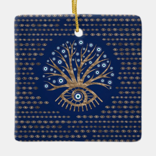 Ornement En Céramique Arbre grec d'oeil - Mati Mataki - Matiasma (Devant)