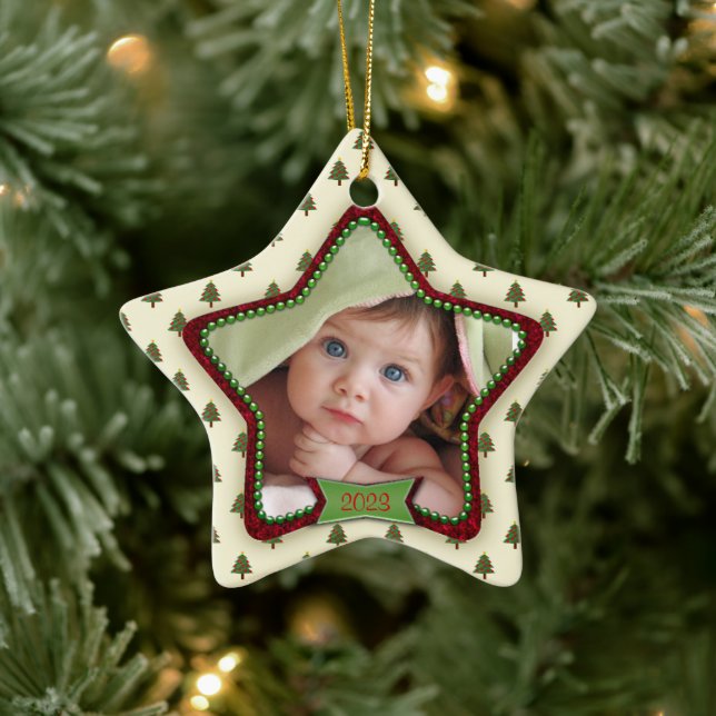 Ornement En Céramique Arbre Motif Baby's First Christmas 2023 Star (Arbre)