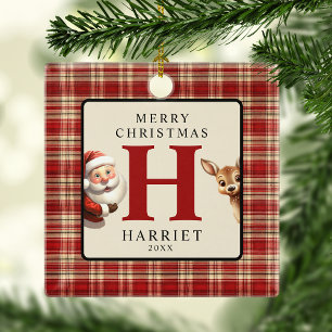 Ornement En Céramique Arbre photo Monogramme Noël Père Noël