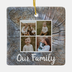 Ornement En Céramique Arbre rustique à anneau d'arbre en bois affaissé