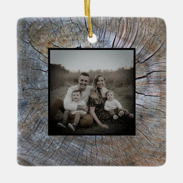 Ornement En Céramique Arbre rustique à anneau d'arbre en bois affaissé (Devant)