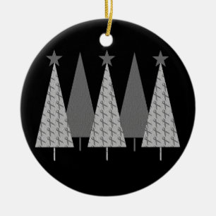 Ornement En Céramique Arbres de Noël - cancer du cerveau gris de ruban