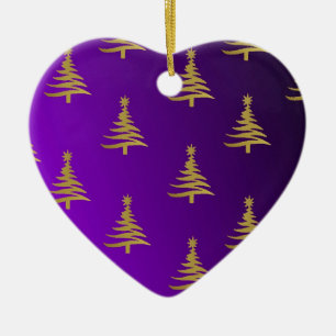 Ornement En Céramique Arbres de Noël Gold sur violet