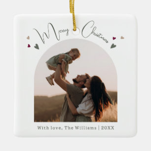 Ornement En Céramique Arc arc-en-ciel et coeur Boho Joyeux Noël