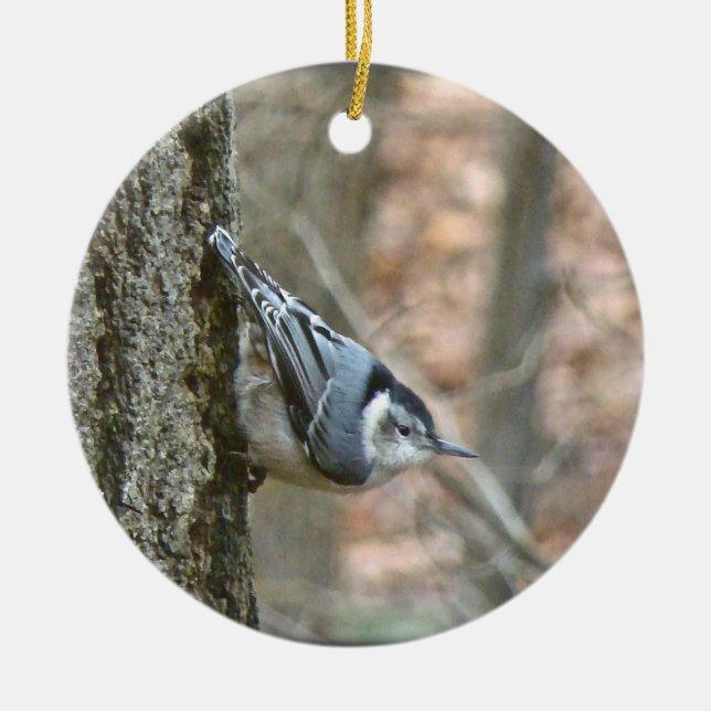 Ornement En Céramique Ardoise Grey Nuthatch Noël Ornament (Devant)