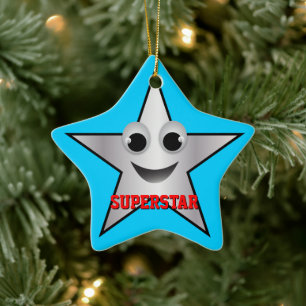 Ornement En Céramique Argent de sourire de caractère de superstar color