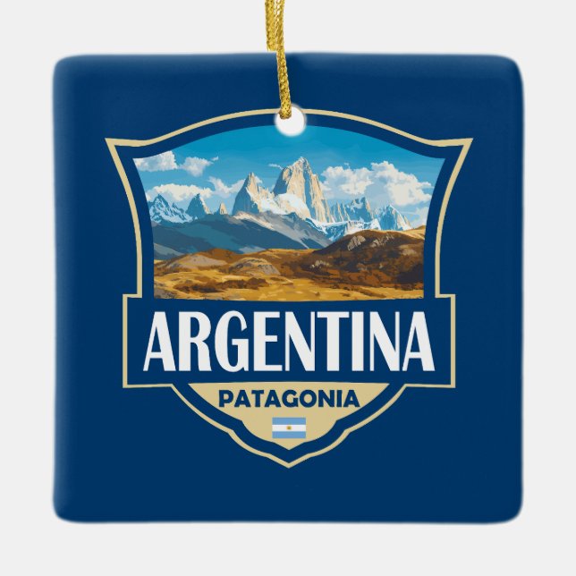 Ornement En Céramique Argentina Illustration Retro Badge (Devant)