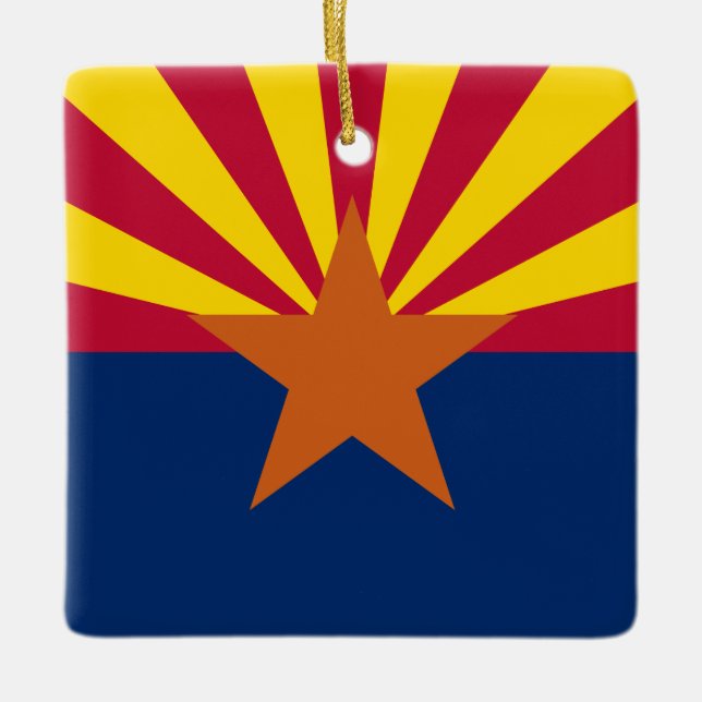 Ornement En Céramique Arizona Drapeau : Réglage de Star Sun, État du cui (Devant)