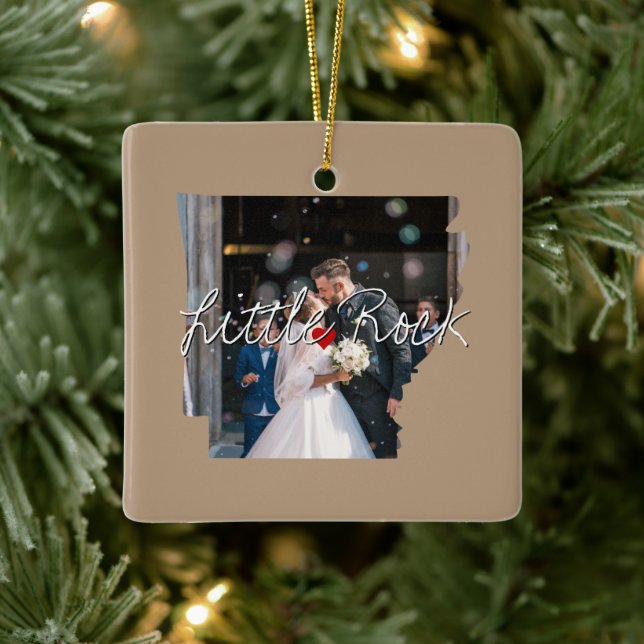 Ornement En Céramique Arkansas State Photo insert and town name (Arbre)