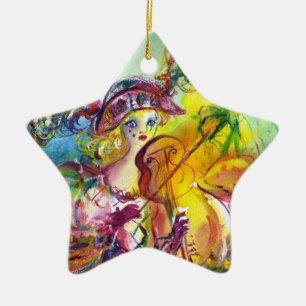 Ornement En Céramique ARLECCHINA VIOLINIST / Soirée Carnaval vénitien