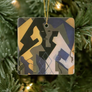 Ornement En Céramique Arlequin à une table de Juan Gris, Cubisme Vintage
