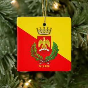 Ornement En Céramique Armoiries/drapeau de Palerme (ville), Sicile