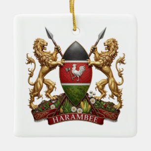 Ornement En Céramique Armoiries du Kenya symbole emblème drapeau du pays