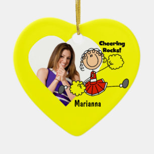 Ornement En Céramique Arnament de Pom-pom girl à bâton rouge