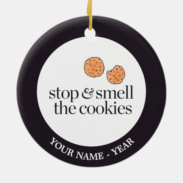 Ornement En Céramique Arrêtez et sentez les biscuits (Dos)