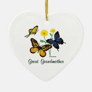 Ornement En Céramique Arrière grand-mère de papillons