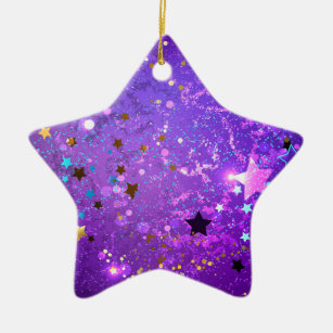 Ornement En Céramique Arrière - plan de feuille violet avec étoiles