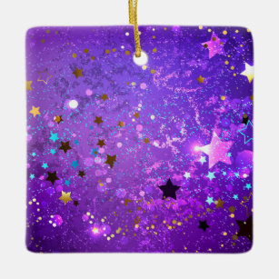 Ornement En Céramique Arrière - plan de feuille violet avec étoiles