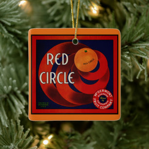 Ornement En Céramique Art de l'étiquette de caisse de fruits vintage Ora