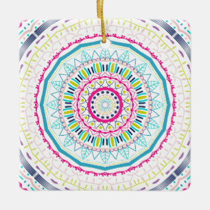 Ornement En Céramique Art de mandala coloré vibrant