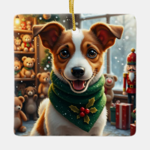 Ornement En Céramique Art de Noël de Jack Russell Terrier