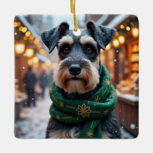 Ornement En Céramique Art de Noël Schnauzer