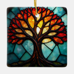 Ornement En Céramique Art de verre coloré, Arbre de Vie en verre coloré