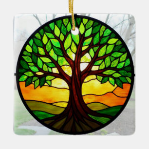 Ornement En Céramique Art de verre coloré, Arbre de Vie en verre coloré