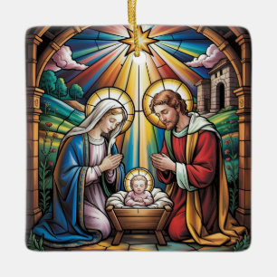 Ornement En Céramique Art de verre teinté de la Nativité – Noël de la Sa