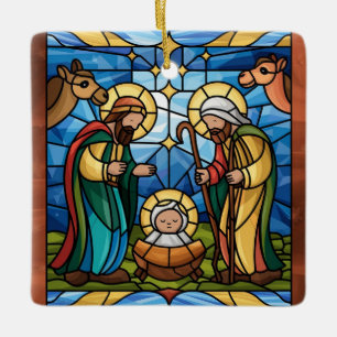 Ornement En Céramique Art de vitrail de la Nativité, Naissance du Sauveu