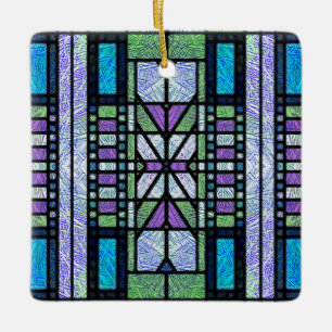 Ornement En Céramique Art Déco de verre coloré en bleu et violet