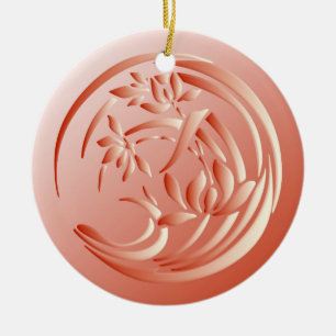 Ornement En Céramique Art Déco Lily motif - corail orange