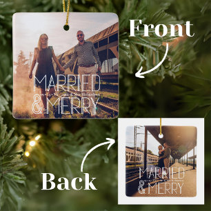 Ornement En Céramique Art Déco moderne marié & joyeux mariés