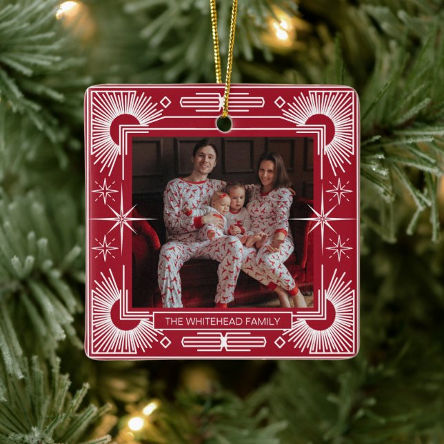 Ornement En Céramique Art Déco Noël Star Holiday Red (Arbre)