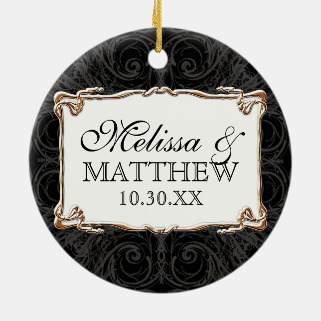 Ornement En Céramique Art Déco Nouveau dentelle en or look personnalisé (Dos)