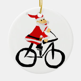 Ornement En Céramique Art drôle de Noël de bicyclette d'équitation du