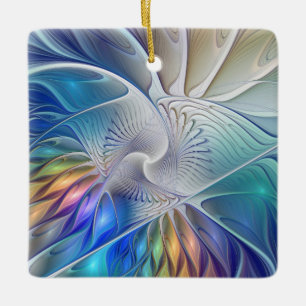 Ornement En Céramique Art Fractal Floral, Fleur Abstraite colorée
