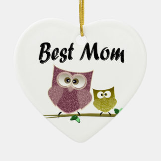 Ornement En Céramique Art mignon de hiboux de la meilleure maman