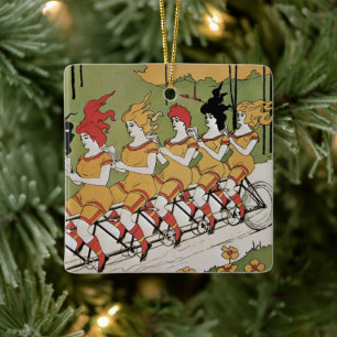 Ornement En Céramique Art Nouveau vintage, bicyclette tandem Bearings