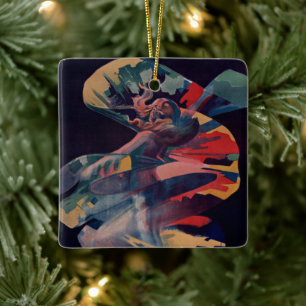 Ornement En Céramique Art Nouveau vintage, Loie Fuller aux Folies Berger