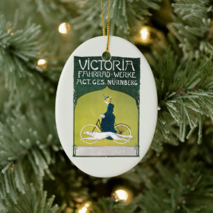 Ornement En Céramique Art Nouveau vintage, Victoria Fahrrad Werke, Rehm