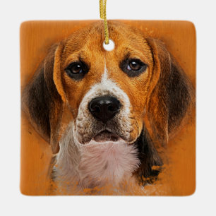 Ornement En Céramique Art numérique de chien de beagle