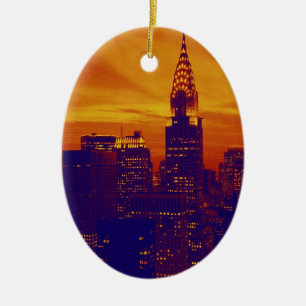 Ornement En Céramique Art pop orange bleu New York City