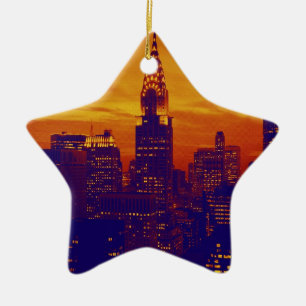 Ornement En Céramique Art pop orange bleu New York City