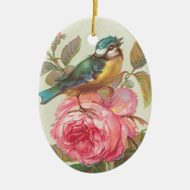 Ornement En Céramique Art vintage et Rose (Devant)