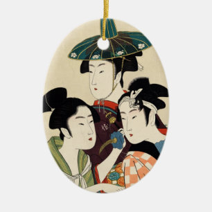 Ornement En Céramique Art vintage japonais frais de geisha de dame de