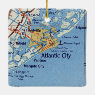 Ornement En Céramique Atlantic City NJ Retro Map