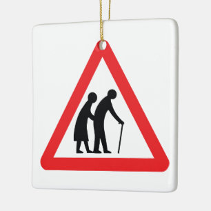 Ornement En Céramique ATTENTION Personnes Âgées - Panneau de Signalisati