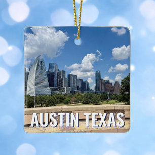 Ornement En Céramique Austin Texas City Skyline Photographie Noël