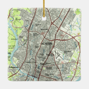 Ornement En Céramique Austin Texas Vintage Topo